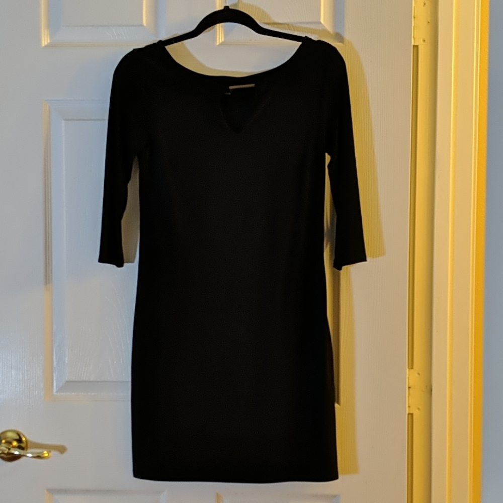 Quarter Length Sleeve Black Mini Dress